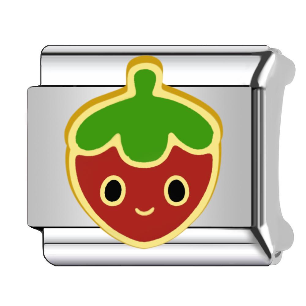 

Модульный браслет из титановой стали с мультяшными фруктовыми и овощными шармами