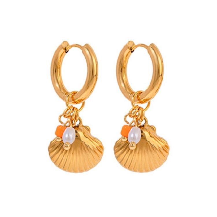 Stylish Gold Color Earrings with Scallops Shells Charm Jewelry Accessory Decoration for Women Who Love to Travel