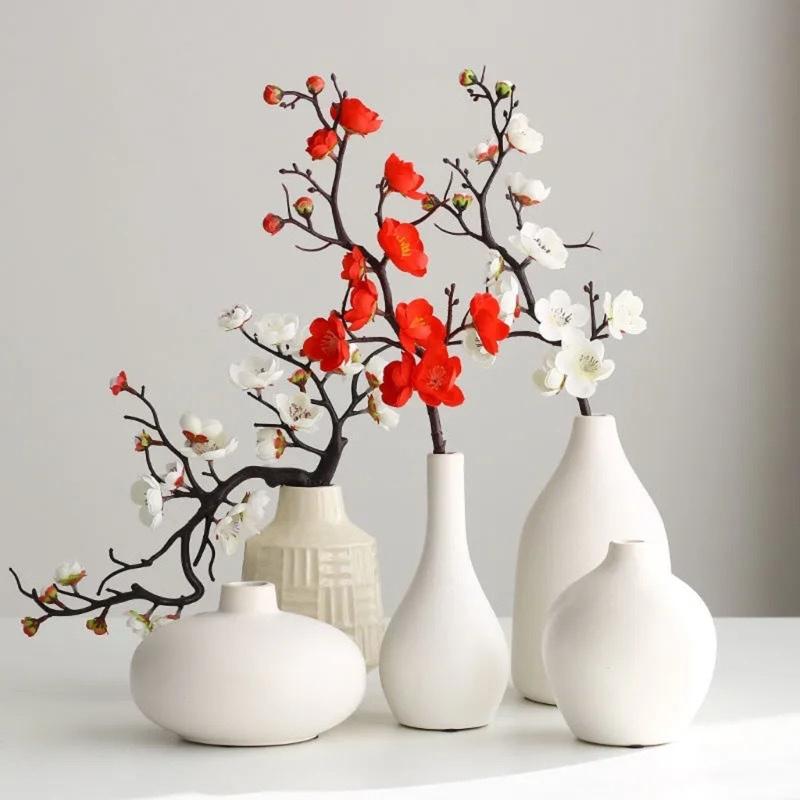 Spring Plum Blossom Bouquet Branch Silk Flower Artificial Flowers for Wedding Home Office Party Hotel Yard Decoration