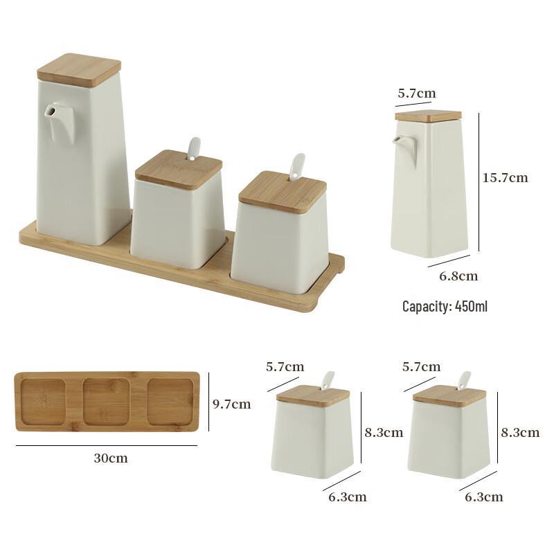 Qianxing Ceramic Condiment Jars and Oil Pot Set