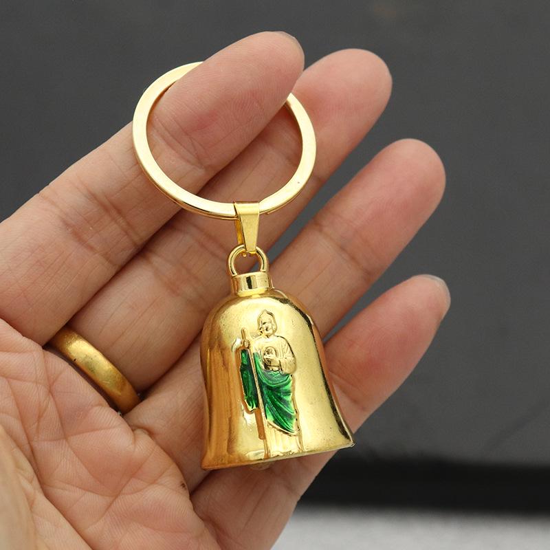 Retro Metal Jewelry Keychain with Bell Pendant - Car and Bag Decoration
