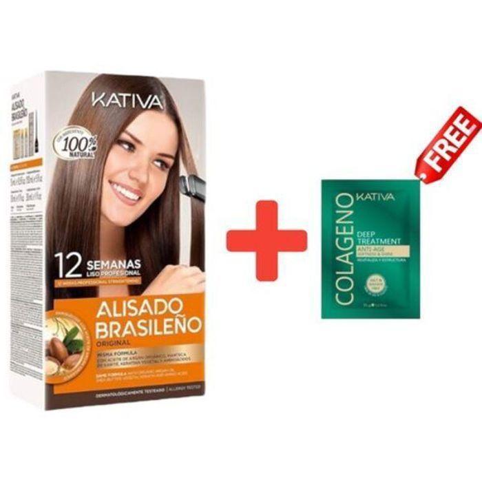 Système De Lissage Brésilien - KATIVA - Alisado Brésilien - Kératine - Huile D'argan - Sans Formaldéhyde