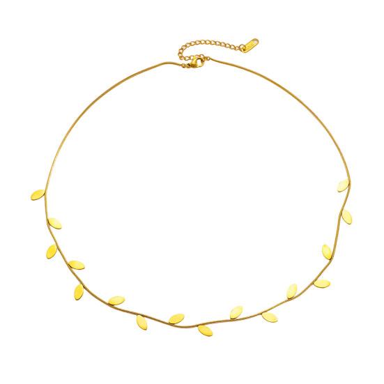 Jewelry Set French Style Leaf Design Adjustable Length Stainless Steel Necklace Mitt Bracelet Forest Theme Jewelry Accessories