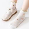 5 Pairs Girl Summer Mesh Socks Sweet Ruffled Print Cotton Breathable Short Socks For Toddlers Kids