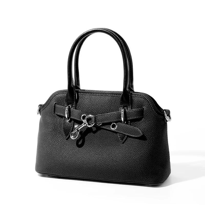

Women s Cow Genuine Leather Handbags Female Fashi Retro Luxury Designer Crossbody Bags Ladies Cowhide Shoulder Bag for Lady 26x10x17cm чёрный