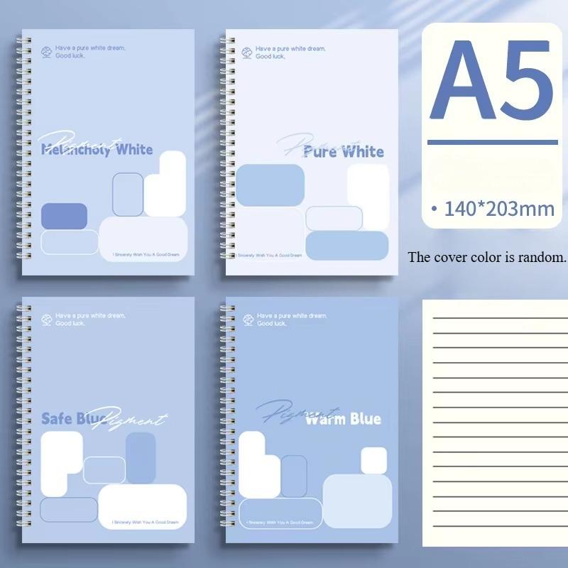 1pc A5 Cartoon Line Coil Notebook Hard Cover Kawaii Korean Stationery School Supplies for Students Back To School