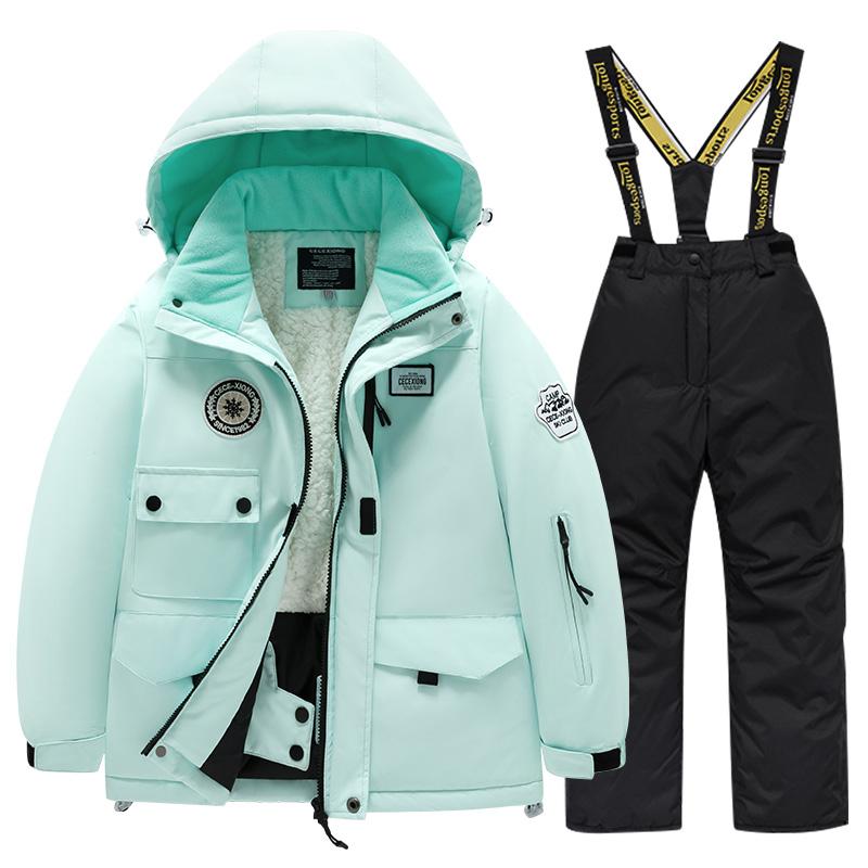 Winter Children's Skiing Suit for Boys and Girls Windproof and Waterproof Thick Coat for Warmth and Snow Playing Ski Suit