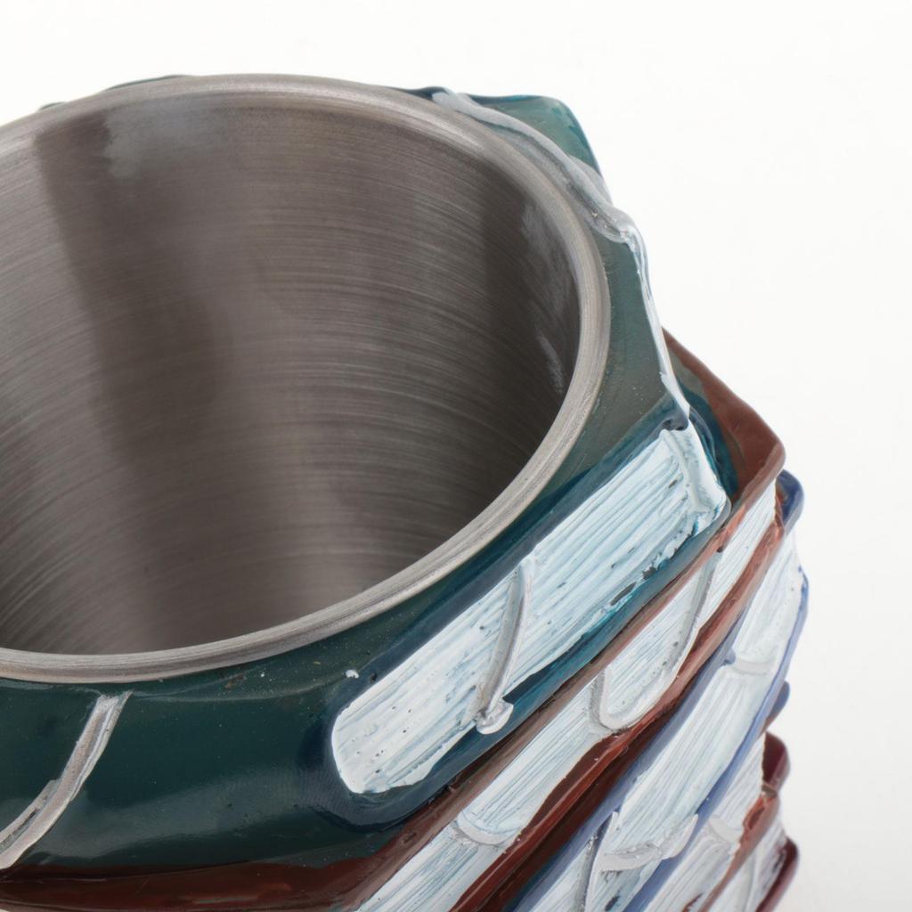 3D Painted Stacked Books Shaped Mug Resin Creative Handmade for Desk Shelf Decor Versatile 9x9x12cm