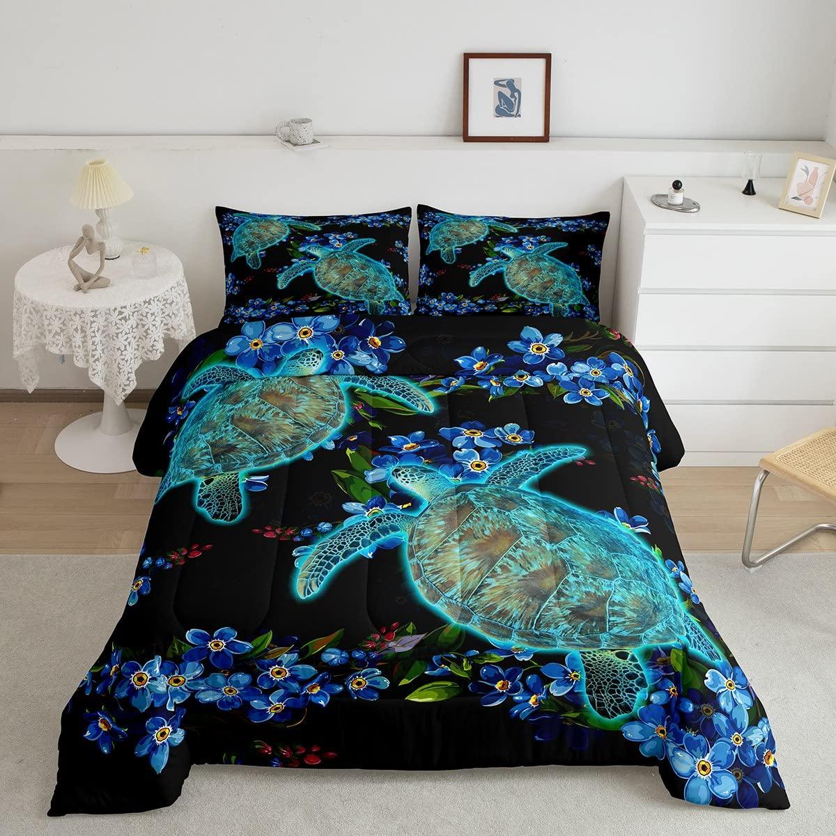 

Морской якорь, морская черепаха, комплект постельного белья, декор для комнаты детей, мальчика, девочки, подростка, пододеяльник с принтом подводной морской звезды, полный размер, 3 предмета EU single(135x200cm)