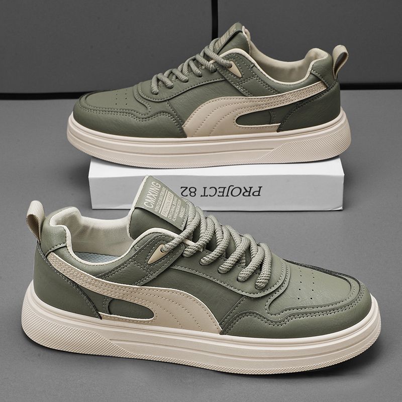 

Мужская обувь весна и осень модные кроссовки для активного отдыха 2024 новые модные брендовые корейские повседневные кроссовки молодежная кожаная спортивная обувь 44 зелёный