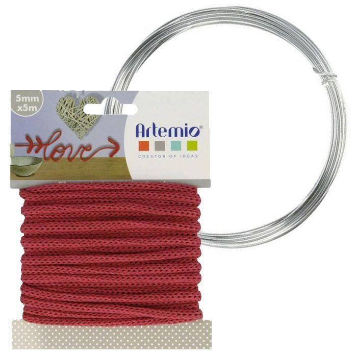 Red Knitting Yarn 5 Mm X 5 M + Aluminum Wire