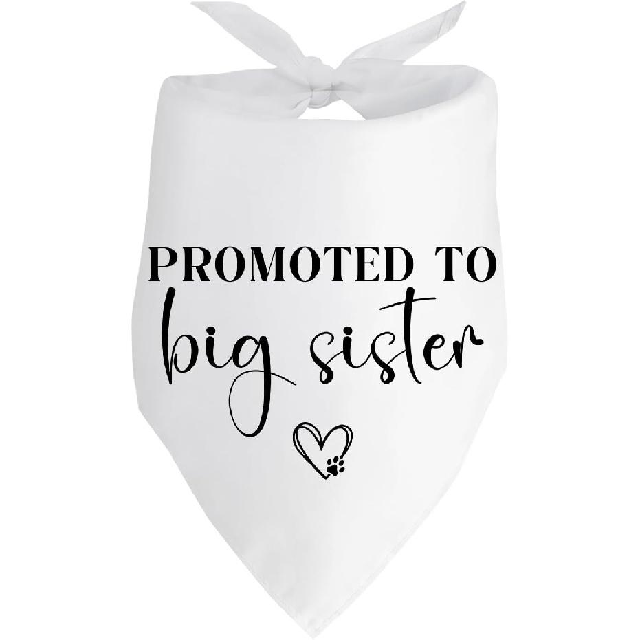 Promoted to Big Sister Dog Bandana Pregnancy Announcement Dog Baby Announcement Gender Reveal Photo Puppy Big Sister Bandana for Small Medium Cat