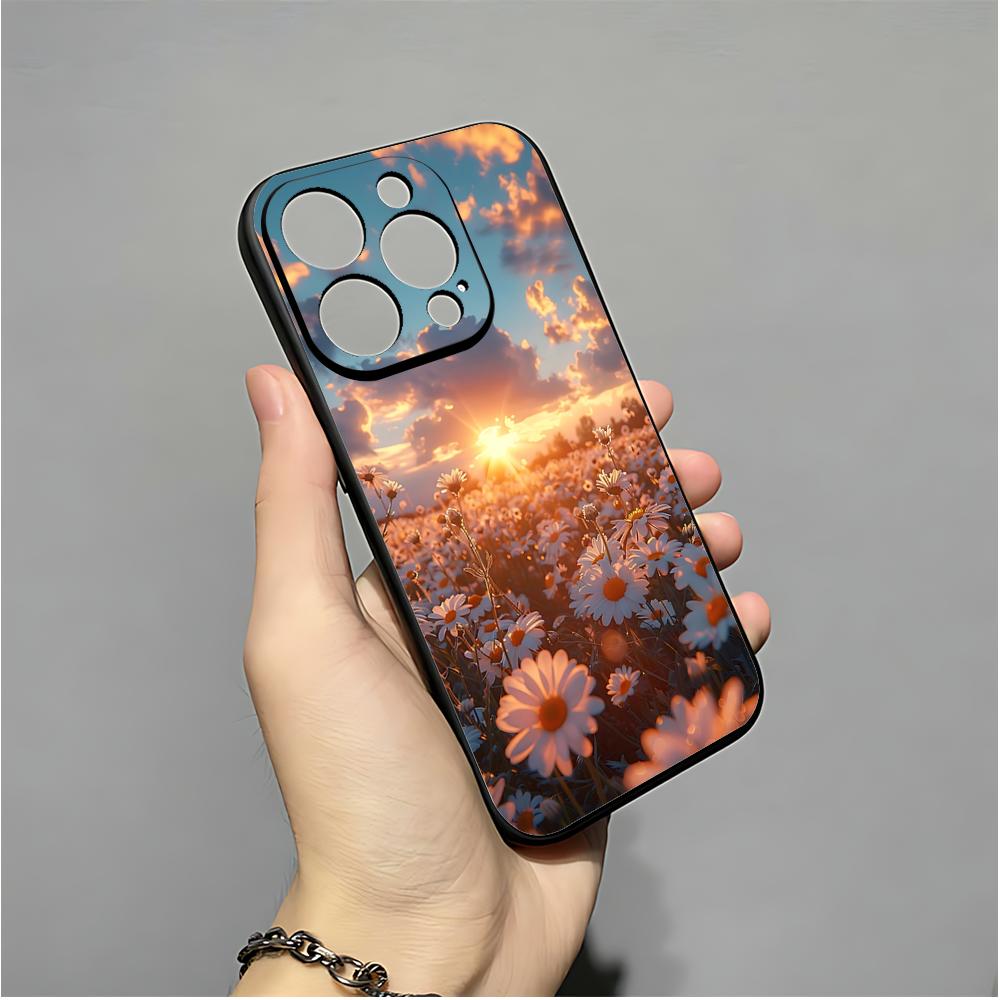 Daisy Phone Case For IPhone 16,15,14,13,12,11,XS,XR,X,8,7,Pro,Max,Plus,mini Silicone Black Cover