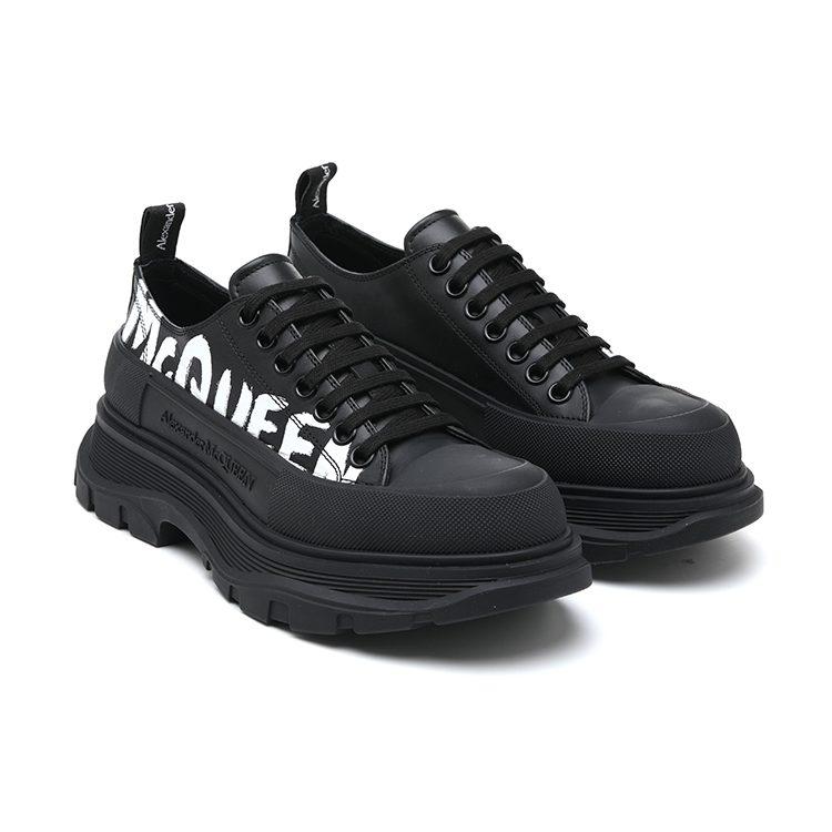 Alexander Mcqueen Chaussures à Lacets 'Black White' avec Semelle Graffiti Slick 711108WIAT61070
