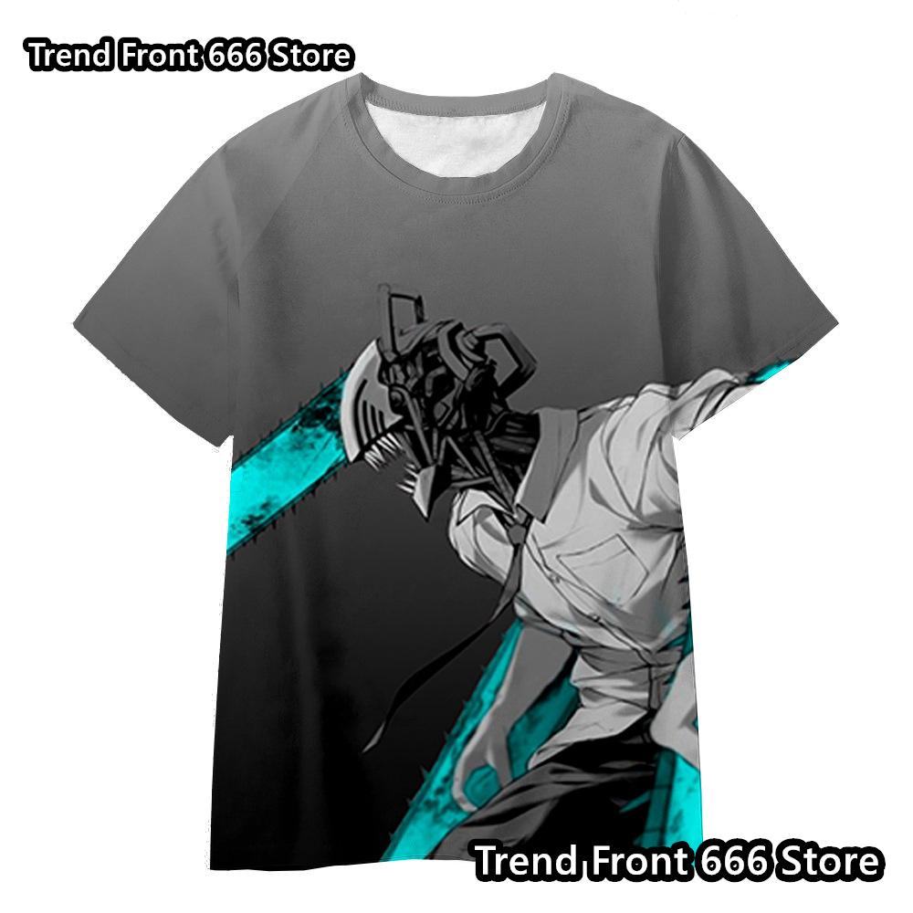 Chainsaw Man Anime 3d Prited Tops Boys Tshirt Girls Tshirts Children's Short Sleeve T-shirt Child Casual Clothes 4-14 Years