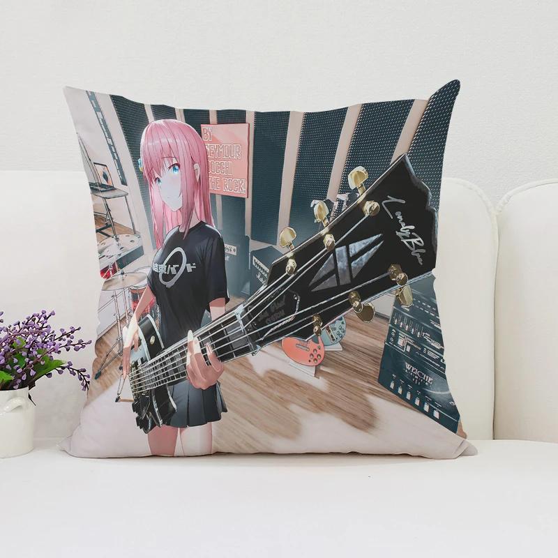 40x40cm B-Bocchi the Rock  Reversible Printed Pillow Covers Sofa Cushion Covers Chair Lumbar Cushion Bed Sleeping Pillow