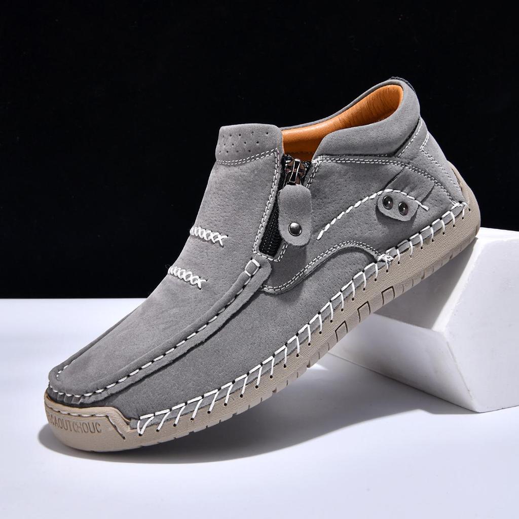 Women's Plus Size Casual Slip-On Leather High-Top Shoes: Stylish Outdoor Spring Footwear