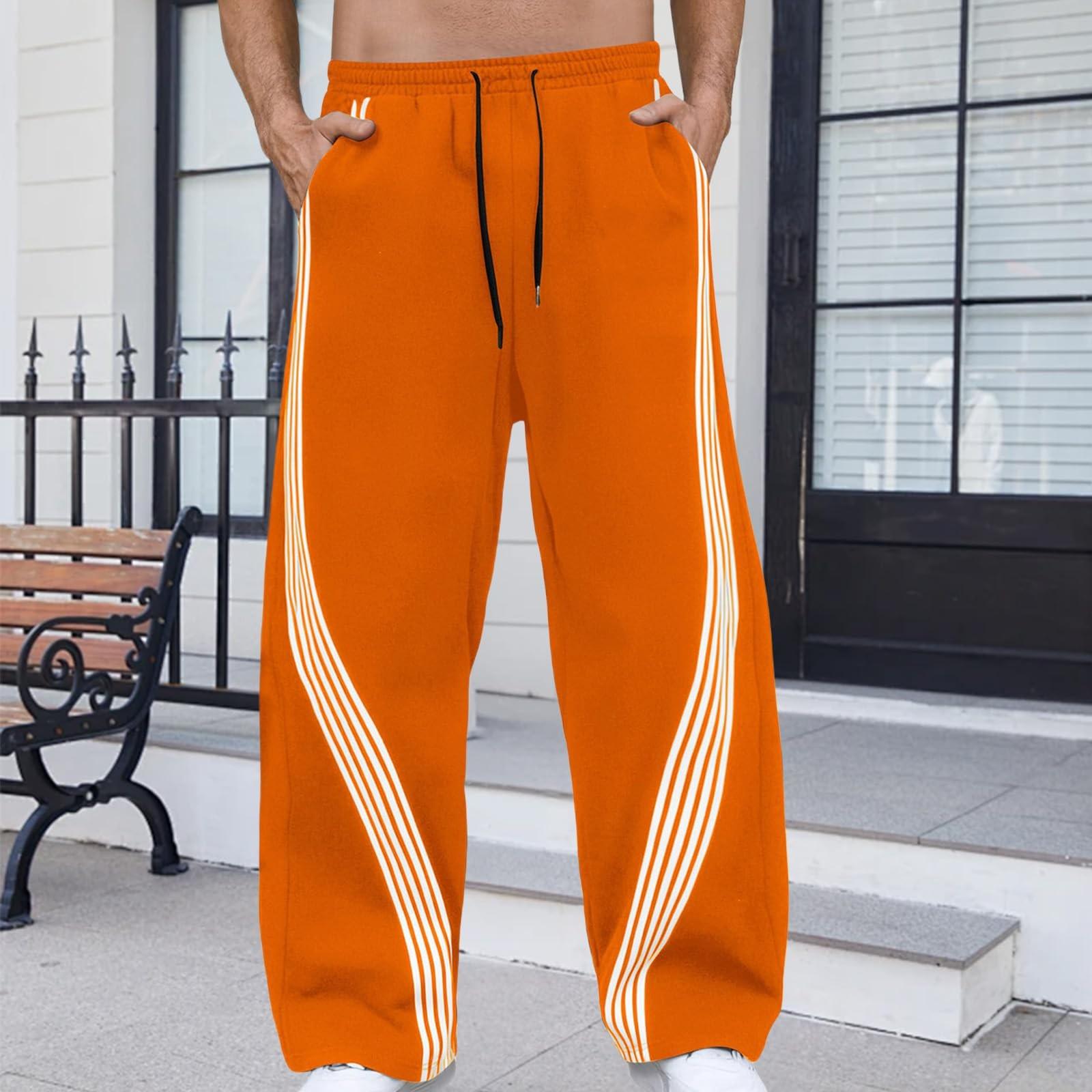 

Men s Looped Sweatpants, Color-blocked Line Casual Pants, Men s Loose Pants XXXL шафрановый