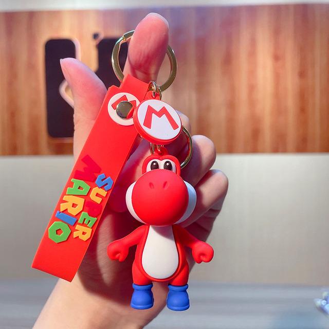 Super Mario Bros Keychain Anime Figure Toad Yoshi Car Decoration Backpack Pendant Accessories Kids