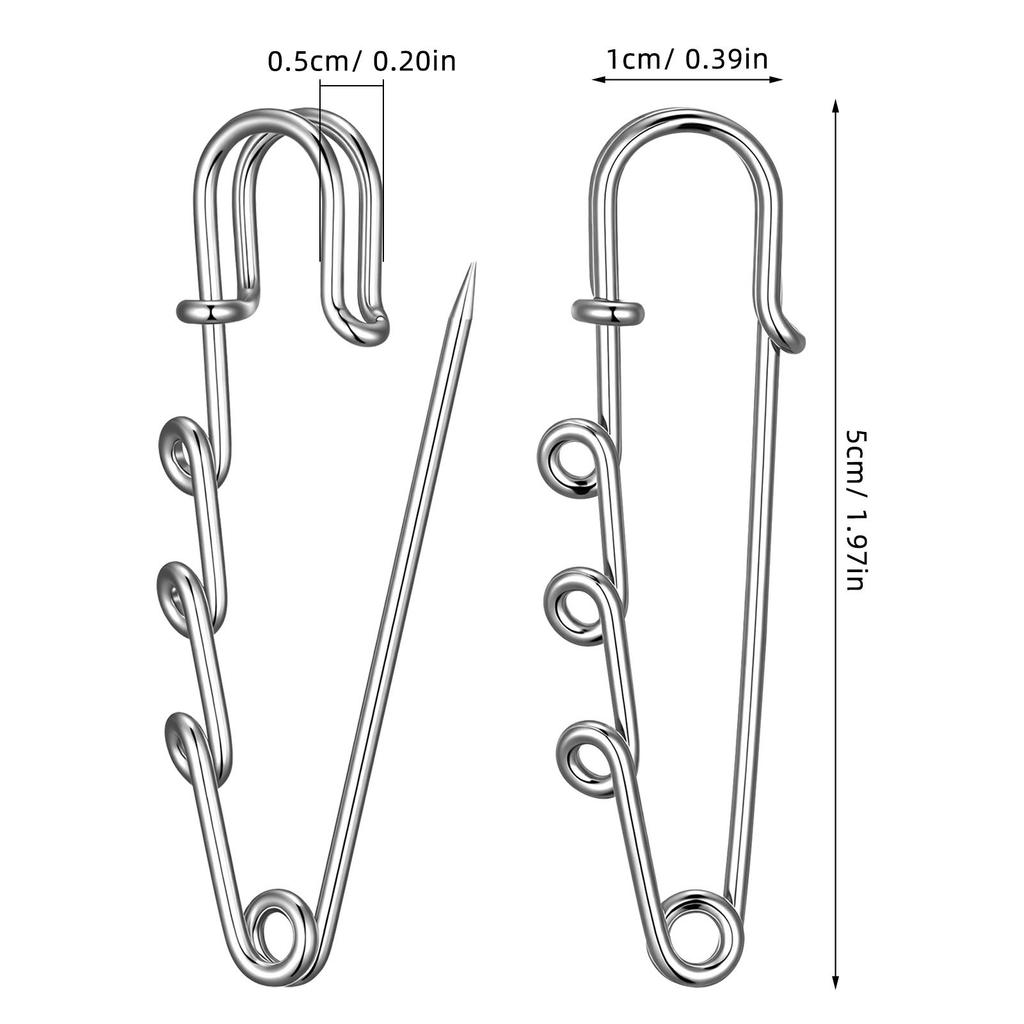 50Pcs Safety Pins Brooch Needles Alloy DIY Clips for Crafts Clothes Blanket Decorative Heavy Duty Metal Pins DIY Brooch Pin
