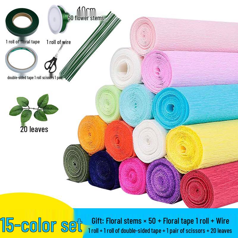Thick Green Crepe Paper for DIY Handmade Floral Art and Rose Crafting