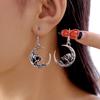 Vintage Silver Color Metal Moon Skull Pendant Earrings Gothic Skeleton Dangle Earring Halloween Jewelry For Women Men Party Gift