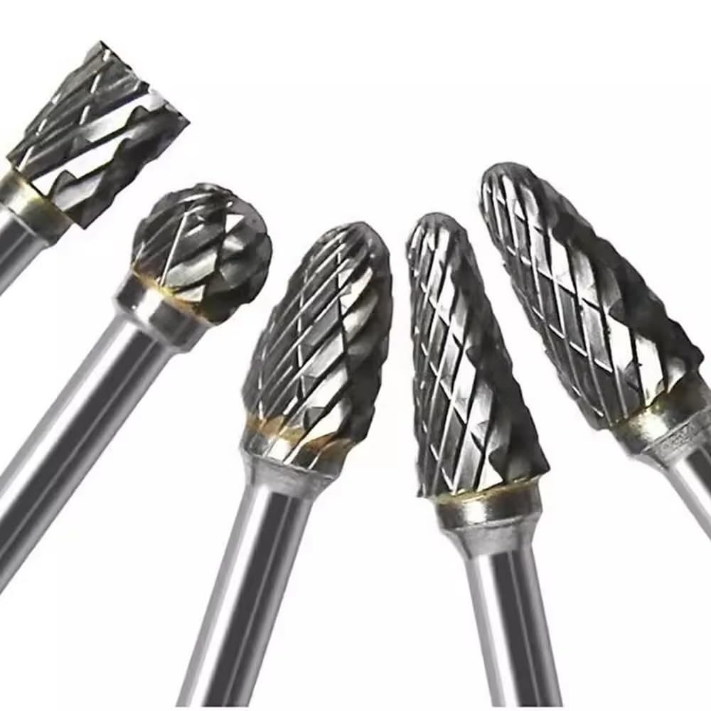 Zmart 3mm Tungsten Router Diamond Slice Set with Shank Tungsten Carbide Milling Rotary Broken Steel Cone Drill Set 10-Piece 1/8" Cutter,