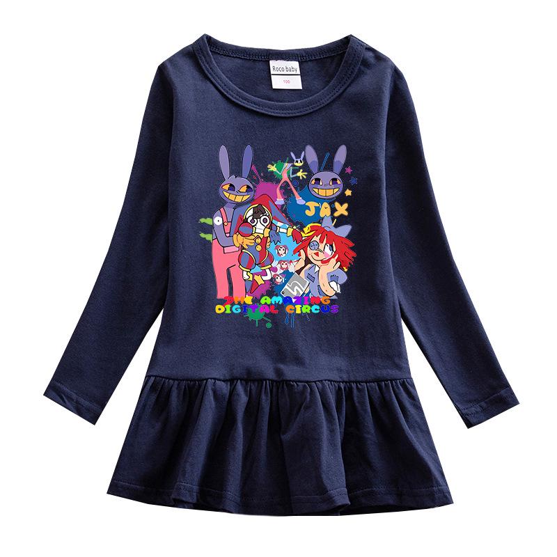2026 Korean Style Girls' Cartoon Long Sleeve Mesh Princess Dress for Spring and Autumn