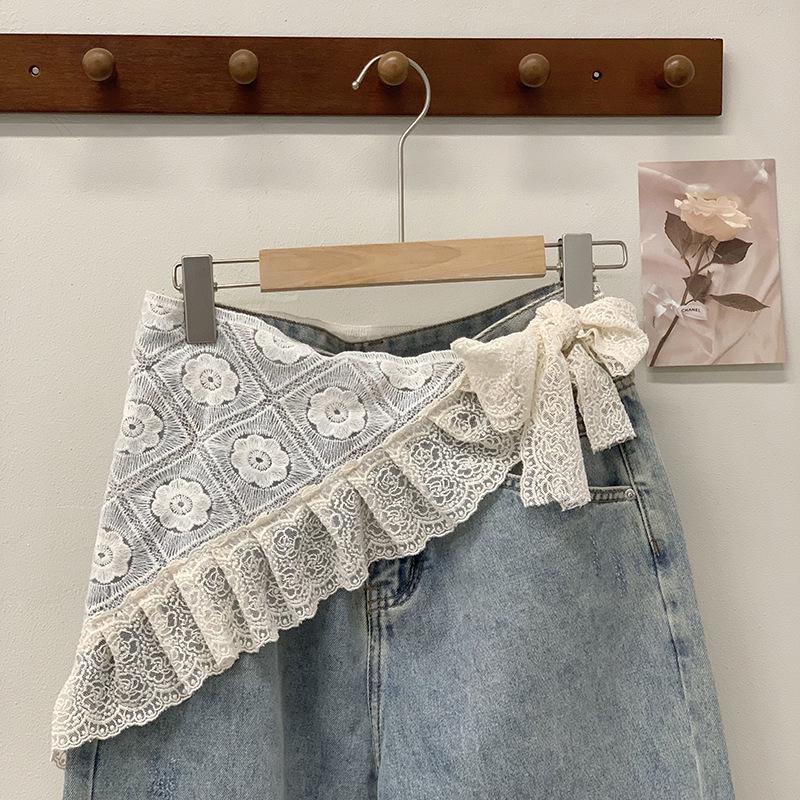 Korean Spring Lace Layered Triangle Midi Scarf-Skirt