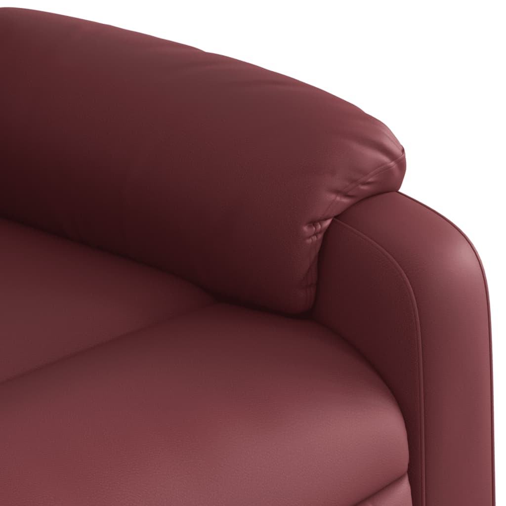 Recliner Chair with Lift Assistance Wine Red Artificial Leather
