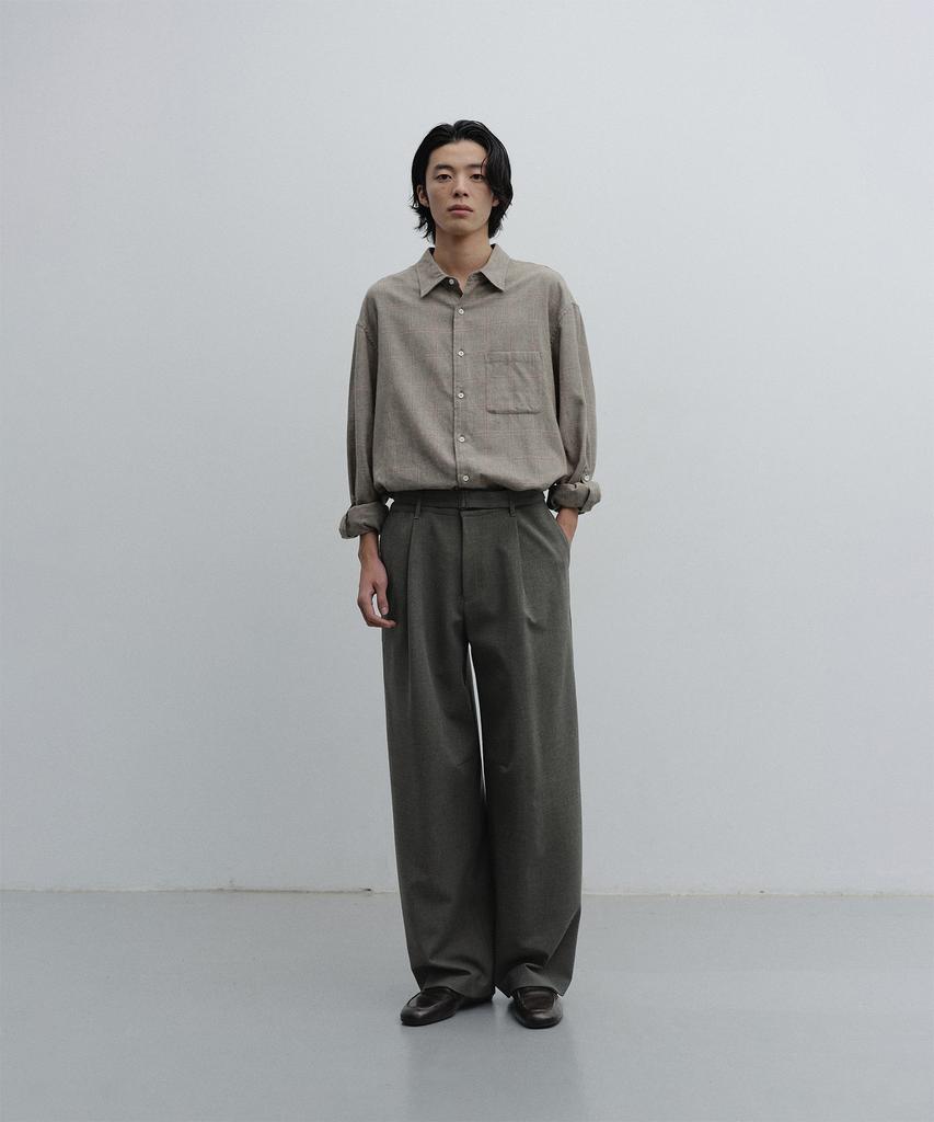 ANOTHER OFFICE Structure Curved Slacks (Khaki Brown)