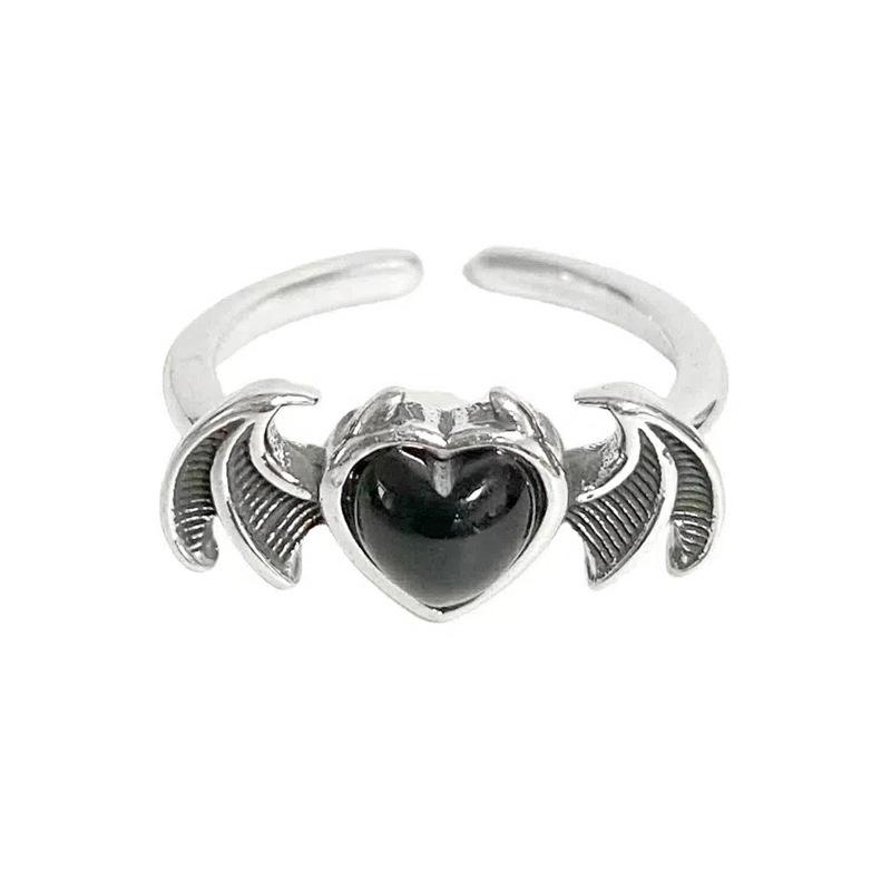 Sweet Grape Personality Bat Cute Kitten Open Ring Niche Premium Sense Stacked Ring