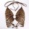 Leopard Print Tank Tops Tees Sexy Halter Crop Women Sleeveless Cropped Tops Backless Streetwear Korean Fashion Clothing