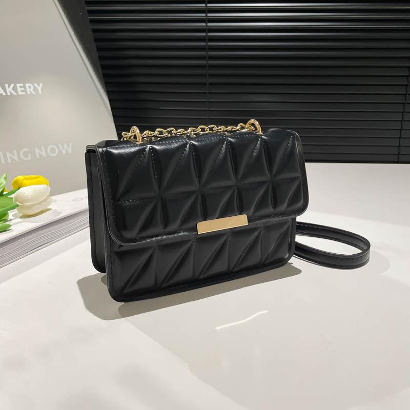 Simple Texture Indentation Diamond Lattice Embroidery Line Women's Single Shoulder Crossbody Handbag Small Square Bag
