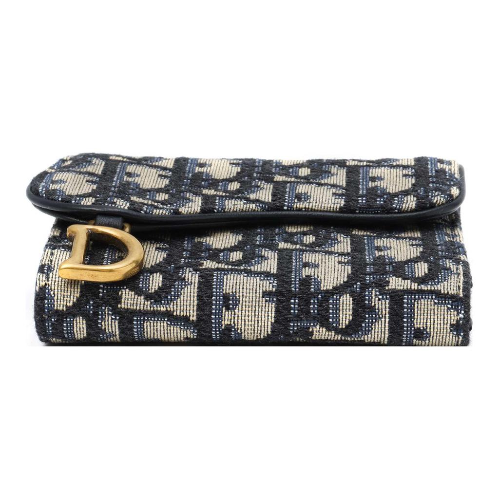 Dior Saddle Lotus Embroidered Classic Monogram Print Canvas Wallet Unisex Wallet Denim-Blue S5652CTZQ_M928