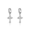 Zirconia Cross Earrings for Men and Women, Unique Stud Earrings, Trendy Hip-Hop Hoop Earrings