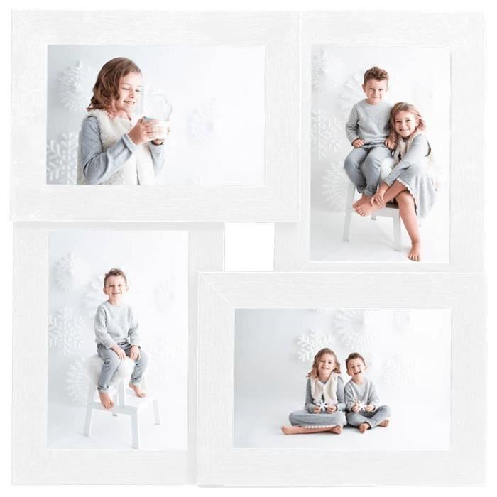 VidaXL Collage de cadres photo pour photo de 4x(10x15 cm) Blanc MDF