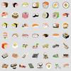 50 Adesivi Sushi Carini Stile Fresco per Quaderni, Valigie o Borracce