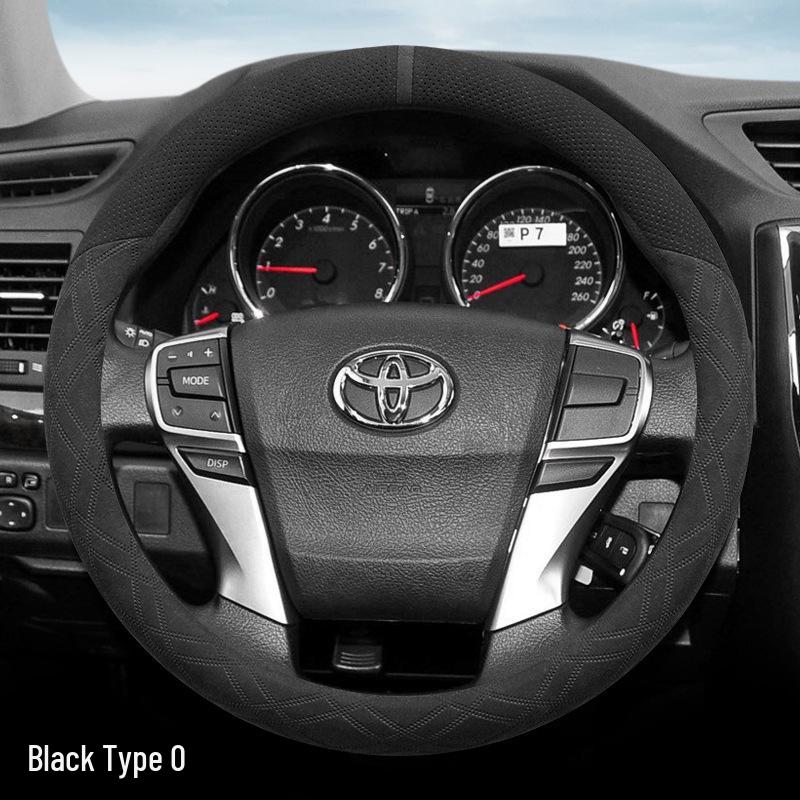 Suede Steering Wheel Cover for Toyota Prado, Camry (6th & 7th Gen), Reiz, Land Cruiser, and Land Cruiser Prado