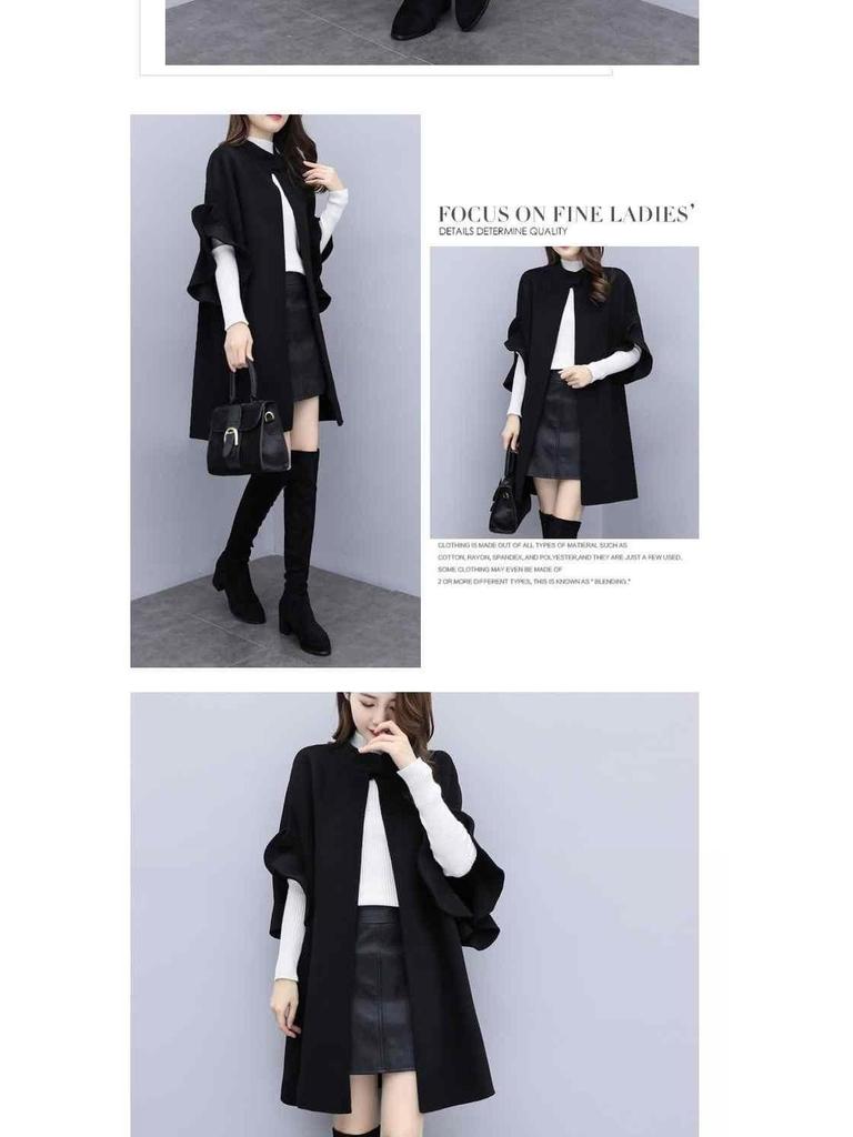 Women's Plus Size Red Wool A-Line Cloak Coat - Mid-Length, Perfect for Spring, Autumn, & Winter.