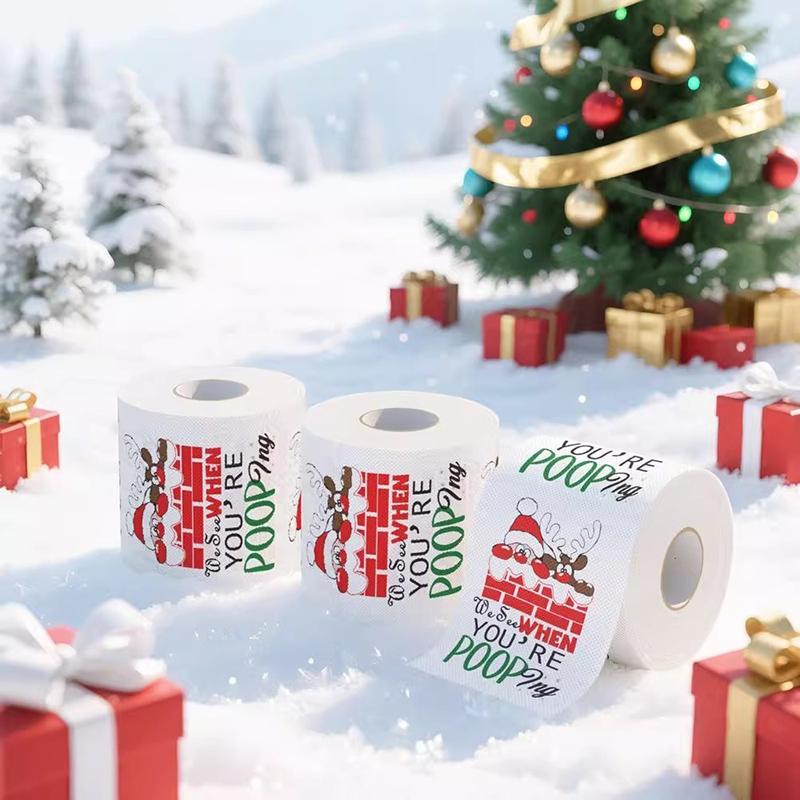 1/2/3/4/5 Rolls Christmas Toilet Paper Funny Santa Claus Tissue Roll Paper Christmas Decoration Xmas Navidad New Year Supplies