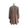 Leopard Print Women's Spring Dress V Neck Lantern Sleeve High Waist Pleated