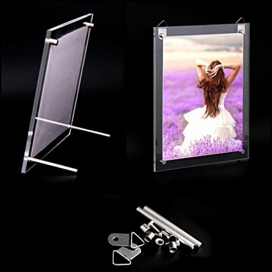 Wall Mounted Tabletop Vertical Horizontal Acrylic Photo Frame Postcard Photo Frame Poster Frame Picture Frame 3 Pieces