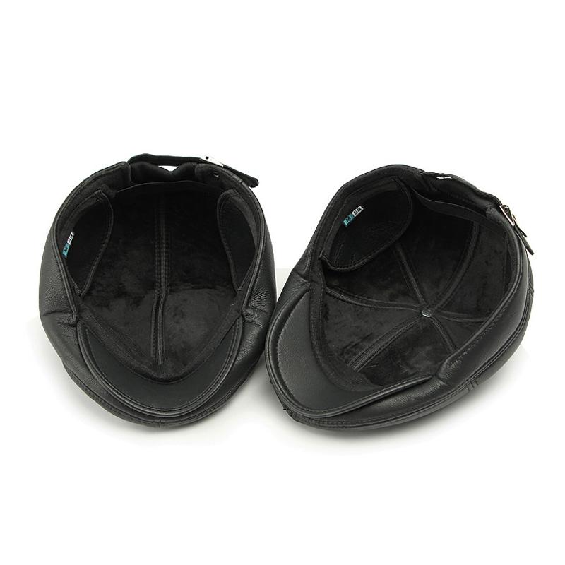 Șapcă pentru bărbați de vârstă mijlocie și bătrâni Beretă caldă de protecție a urechilor pentru bărbați Șapcă înainte din piele Șapcă cu vârf