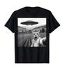 Cat UFO T Shirt Funny Alien Selfie Space Cat Taking Picture Of Spaceship Ufo T-S