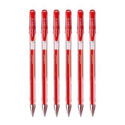 Uni-Ball Signo UM-100 0.7mm Red Gel Pens Pack of 6 for Smooth Writing, School, Office & Home Use