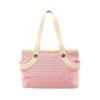 Used Logo Mania Tote Bag Canvas Leather Pink Beige Used Women