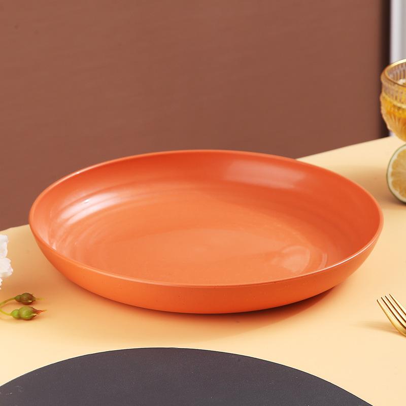 Inyahome Lightweight Wheat Straw Plates Degradable Unbreakable Dinner Dishwasher & Microwave Safe BPA Free Pates Food Trays