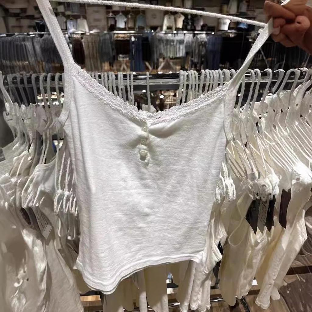 BM Tarzı Kadın Yazlık Pamuklu Fitilli Atlet Yedek Düğmeli Askılar ve Amerikan Danteli.