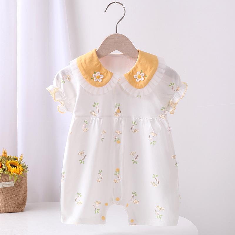 Infant And Children'S Clothing Baby Romper For Summer Short-Sleeved Romper For Girls Baby Home Wear Lightweight For Going Out